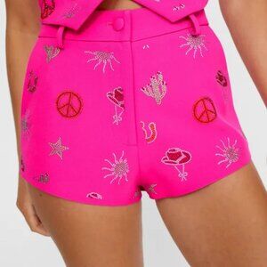 NastyGal Western Hotfix Tailored Short Size 4 Pink